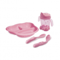 Adoleta Bebê Kit Alimentação Prato Com Divisórias Porta-Suco E Colheres Rosa na Amazon