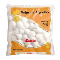 Algodão Hidrófilo Branco Em Bola 50g Sussex na Amazon