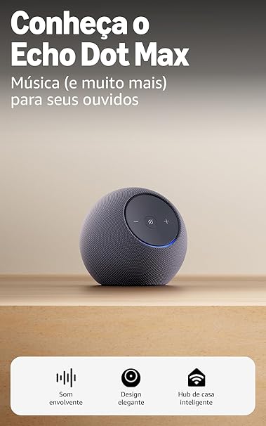 Amazon Echo Dot Max (Geração mais recente), smart speaker com Alexa, som envolvente e hub de casa inteligente integrado, ideal para sua sala de estar, Cor Grafite na Amazon