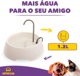 AMICUS – Fonte Bebedouro de Água Portátil AQUA MINI para Gatos e Cães – Fontes de Água para Pets, Bebedouro para Animais de Estimação – Adaptável, Aço Inoxidável, Bivolt – 1,2L de Capacidade – Branca na Amazon