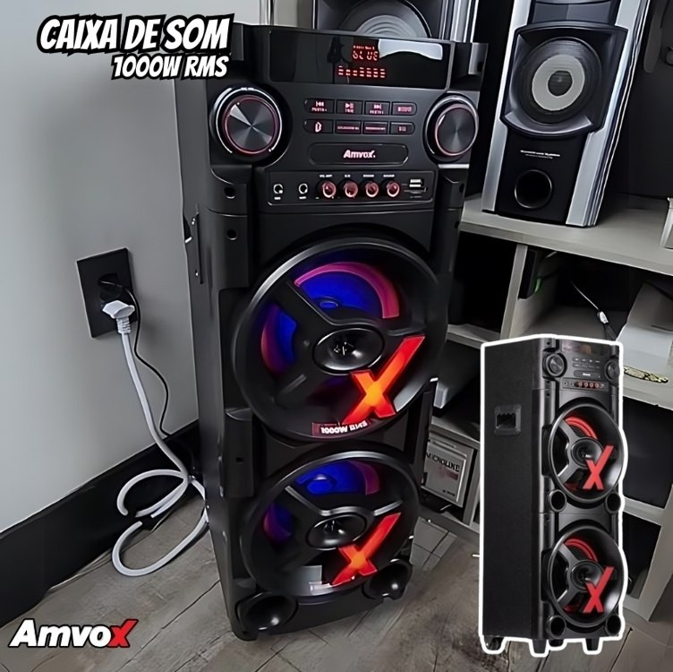 Amvox Caixa de Som Amplificada ACA 1000 New X SFM – 1000W RMS, Bluetooth, Amplificador Digital, Equalizador, USB na Amazon