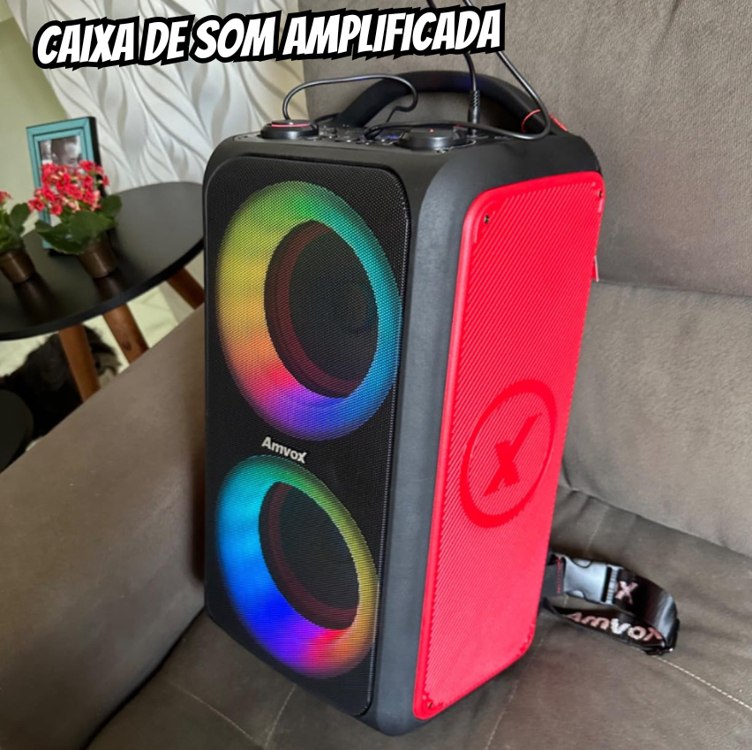 Amvox Caixa de Som Amplificada ACA 600 Bagvox Red – 600W RMS, Bluetooth, Equalizador, USB, Bateria Recarregável na Amazon