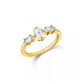 Anel Life Nature II Topázio Sky e Incolor com Banho Ouro Amarelo - Vivara na Vivara