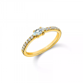 Anel Life Nature II Topázio Sky e Incolor com Banho Ouro Amarelo na Vivara