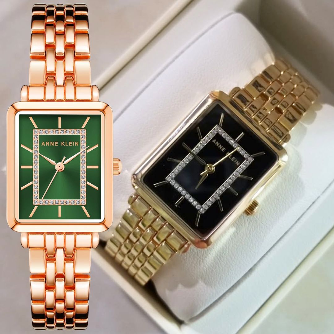 Anne Klein Relógio feminino com pulseira com detalhes em glitter na Amazon
