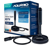Antena Interna DTV-100 Aquario TV Digital HDTV Cabo com Conector F Macho Preto Pequeno na Amazon