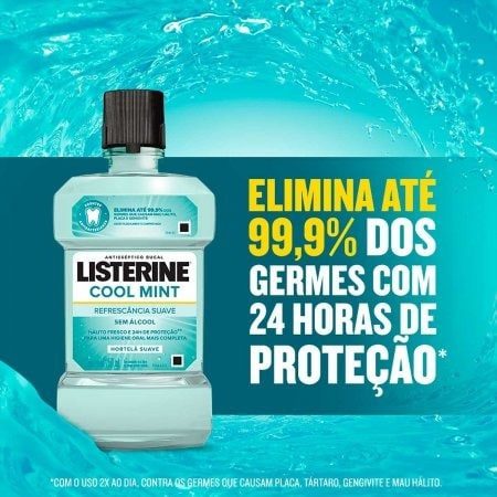 Antisséptico Bucal Listerine Cool Mint Refrescância Suave Sem Álcool 1L na Amazon