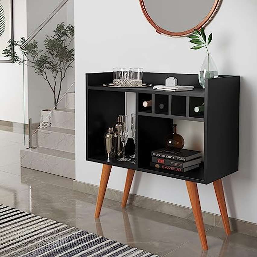 Aparador Buffet Retrô com Adega Bar Rubi Suporte Pés Palito – Preto na Amazon