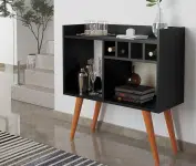 Aparador Buffet Retrô com Adega Bar Rubi Suporte Pés Palito – Preto na Amazon