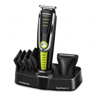 Aparador De Pelos Mondial Super Groom 6 Em 1 BG-04 Sem Fio Preto/Verde - Bivolt na Casas Bahia
