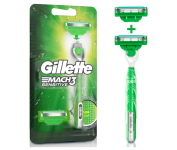 Aparelho de Barbear Gillette Mach3 Acqua-Grip Sensitive + 2 Cargas na Amazon