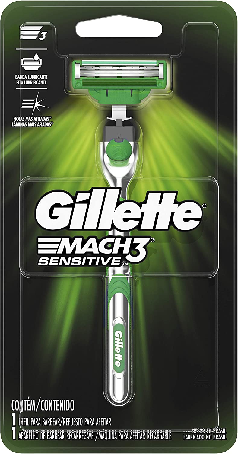 Aparelho de Barbear Gillette Mach3 Sensitive na Amazon