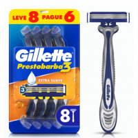 Aparelho De Barbear Gillette Prestobarba3 Barbear Rente Extra Suave Com 8 Unidades na Pague Menos