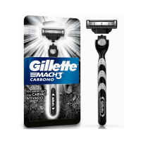 Aparelho De Barbear Reutilizável Gillette Mach3 Carbono Com Carvão Ativado E Fita Lubrificante na Amazon