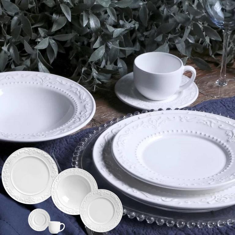 APARELHO DE JANTAR 20 PEÇAS ACANTHUS BRANCO na Amazon
