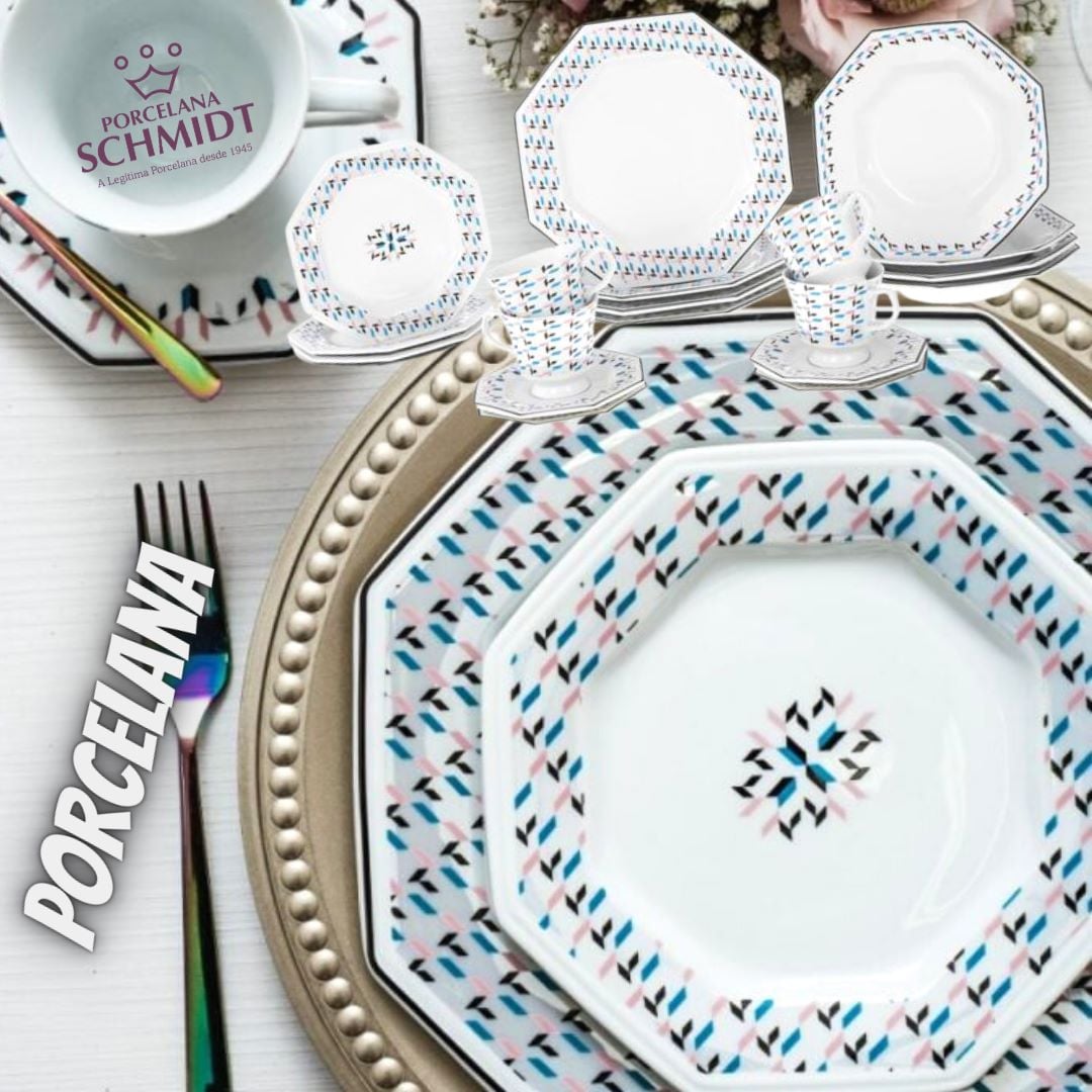 Aparelho de Jantar 20 Peças Porcelana Schmidt – Octogonal Mantiqueira na Magazine Luiza