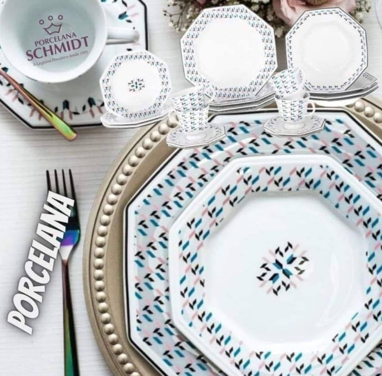 Aparelho de Jantar 20 Peças Porcelana Schmidt – Octogonal Mantiqueira na Magazine Luiza