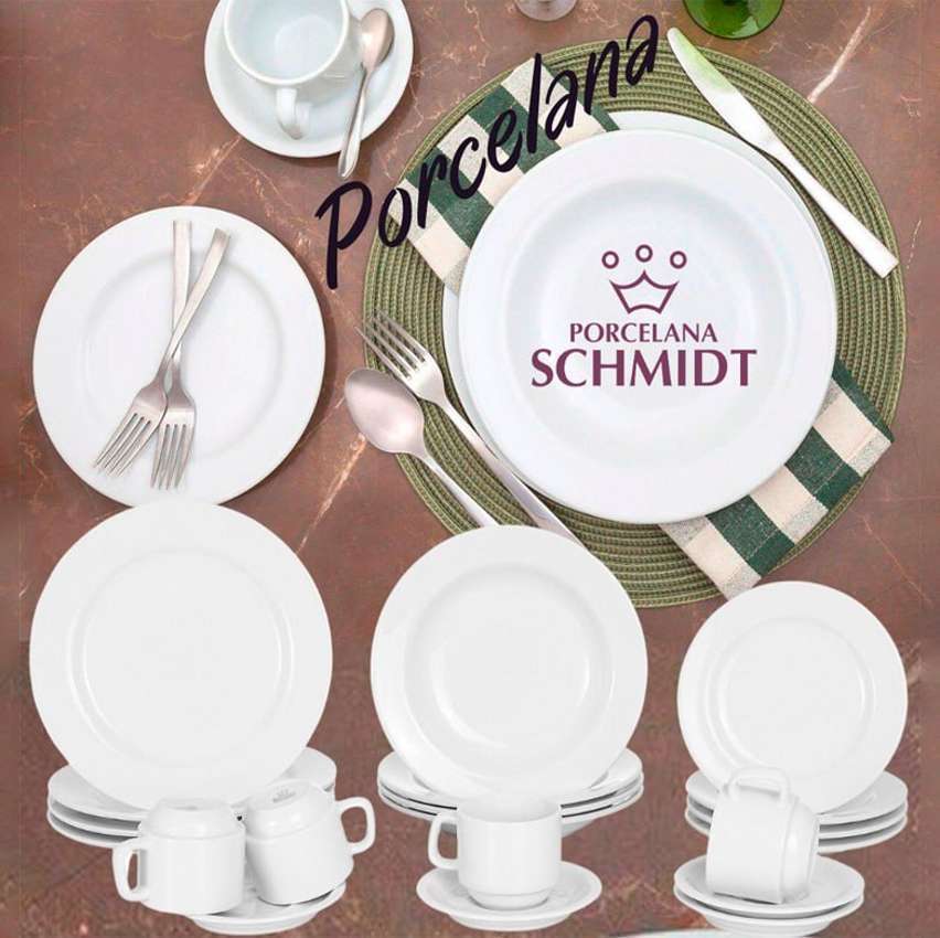 Aparelho de Jantar 20 Peças Schmidt Redondo – Branco Porcelana Cilíndrico na Magazine Luiza