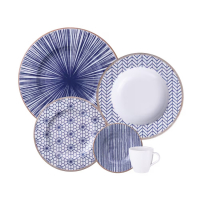 Aparelho De Jantar 20 Peças Tramontina Abstratta Em Porcelana Decorada - Azul na Extra