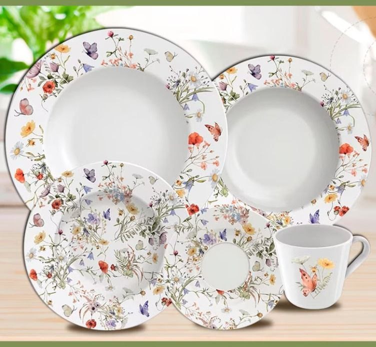 Aparelho de Jantar 20 Peças Tramontina Ana Clara em Porcelana Decorada – Colorido na Casas Bahia
