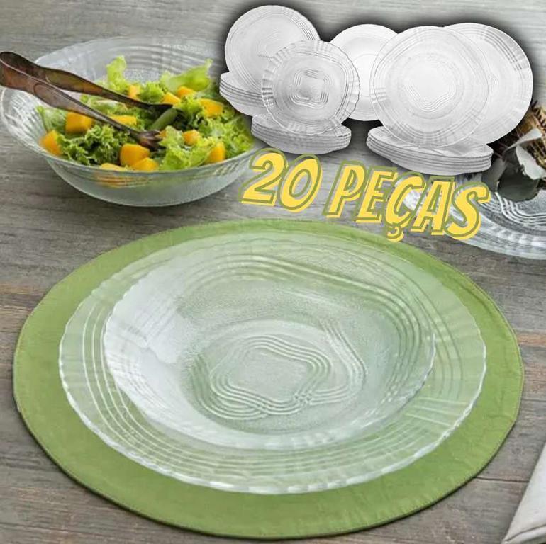 Aparelho de Jantar 20 Peças Wheaton Vidro – Redondo Crystal na Magazine Luiza