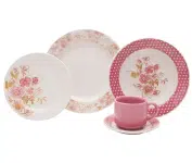 Aparelho de Jantar Chá 30 Peças Biona – Cerâmica Redondo Rosa Donna AE30-5160 na Magazine Luiza
