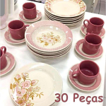 Aparelho de Jantar Chá 30 Peças Biona – Cerâmica Redondo Rosa Donna AE30-5160 na Magazine Luiza