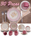 Aparelho de Jantar Chá 30 Peças Biona – Cerâmica Redondo Rosa Donna AE30-5160 na Magazine Luiza