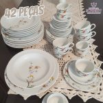 Aparelho de jantar, Chá e Café – Decoração Carmem, Coleção Real, Multicor, Porcelana Schmidt – 42 Peças na Amazon