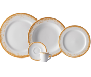 Aparelho de Jantar e Café – 20 Peças em Porcelana, Decoração Névoa Mostarda – Porcelana Schmidt na Amazon