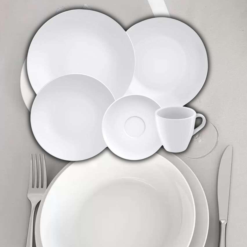 Aparelho de Jantar e Chá 20 Peças Tramontina de Porcelana Branco Redondo Silvia na Magazine Luiza