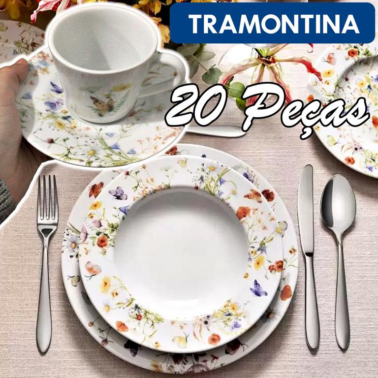 Aparelho de Jantar e Chá 20 Peças Tramontina – Porcelana Branco Redondo Ana Clara na Magazine Luiza