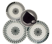 Aparelho de Jantar e Chá Biona Donna Folk Marfim/Preto 20 Peças na Amazon