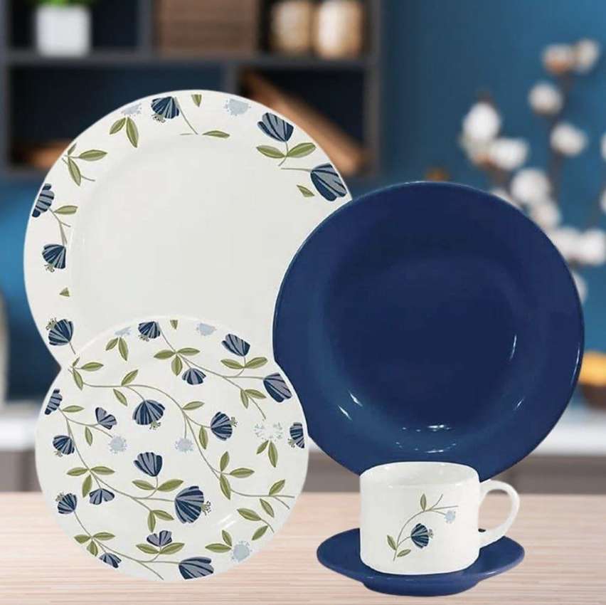 Aparelho de Jantar Oxford Biona Donna Floral Azul em Cerâmica com 20 Peças na Magazine Luiza