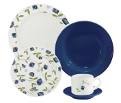 Aparelho de Jantar Oxford Biona Donna Floral Azul em Cerâmica – 20 Peças na Casas Bahia