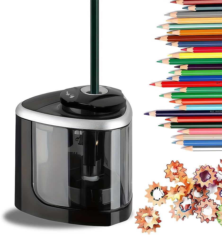 Apontador de lápis operado por bateria, afiação rápida, adequado para NO.2/desenho/lápis de cor (6-9 mm), apontador de lápis elétrico portátil na Amazon