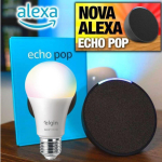 Apresentamos Echo Pop | Smart speaker compacto com som envolvente e Alexa | Cor Preta+ Lâmpada Elgin 10W na Amazon