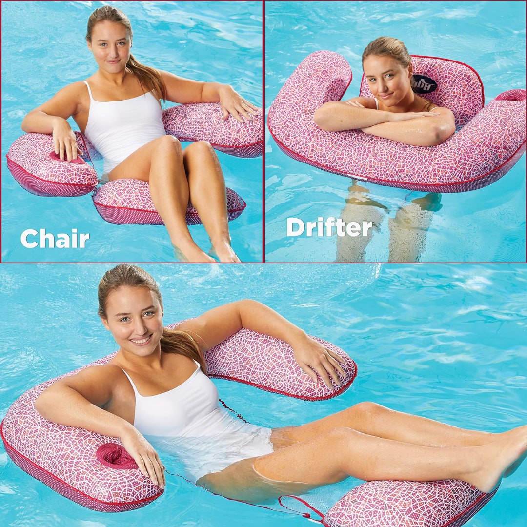Aqua LEISURE Mosaico 3 em 1 cadeira de piscina com fechos de ajuste de comprimento, inflável multiuso na Amazon