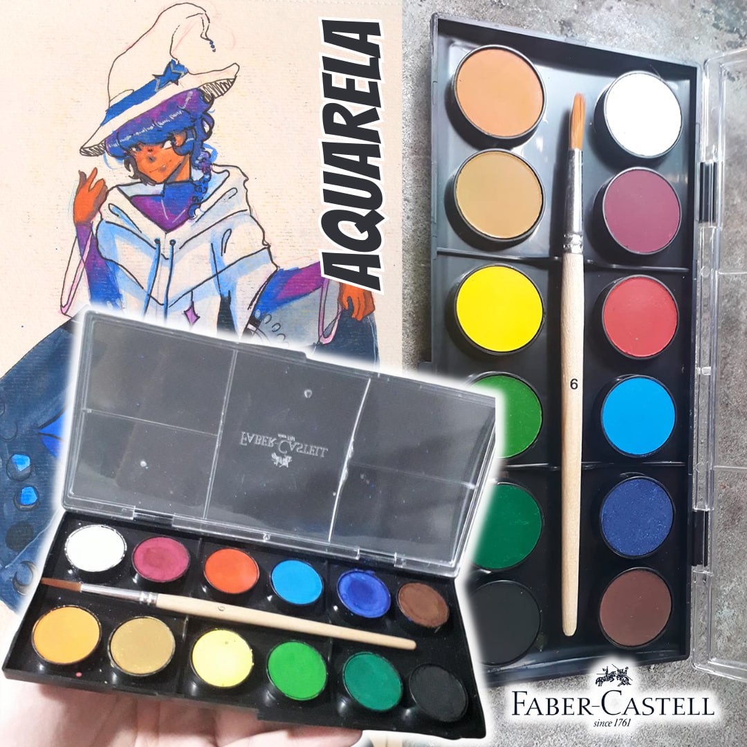 Aquarela em Pastilha com Pincel, Faber-Castell, 19.0012, 12 Cores na Amazon