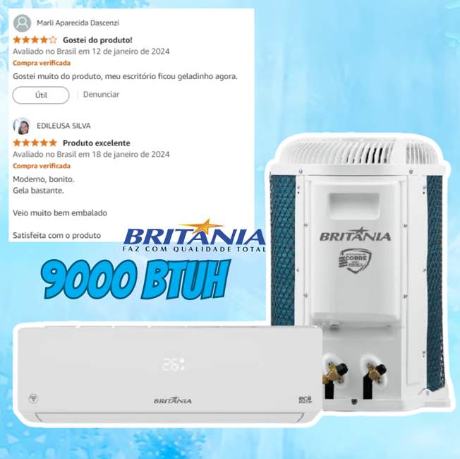 Ar Condicionado Split Hi Wall Eco Inverter Britânia 9000 BTU/h Frio Bifásico BAC9000IFM15 – 220 Volts na Amazon