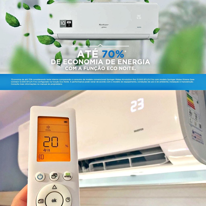 Ar-condicionado Split Inverter 12000 Btus Springer Midea Xtreme Save Connect High Wall Só Frio 42agvci12m5/38agvci12m5 220v na Amazon