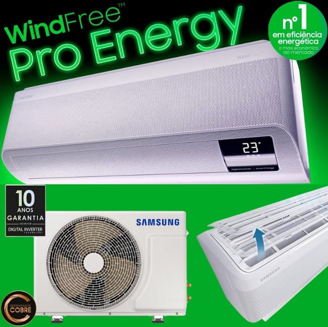 Ar-condicionado Split Inverter Samsung WindFree Pro Energy Sem Vento 12.000 BTUs Frio AR12CVFAAWKNAZ 220V na Amazon