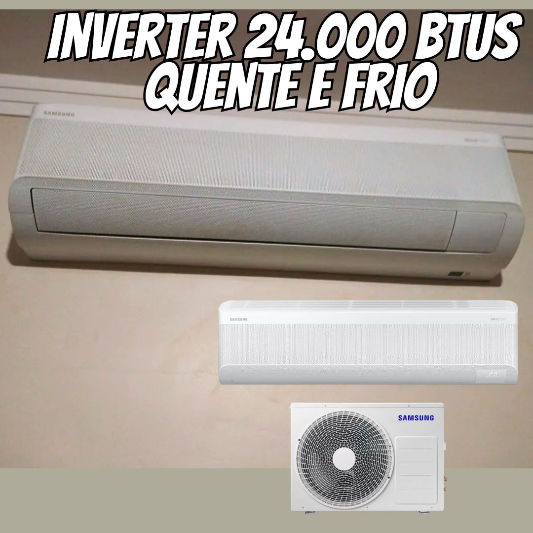 Ar-condicionado Split Samsung Inverter WindFree Connect AI 24.000 BTUs Quente e Frio Sem Vento AR24DXFAAWKNAZ na Shopee