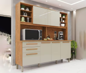 Armário de Cozinha 6 Portas 2 Gavetas Adelle Yescasa Cinamomo/Off-White – Laranja na Casas Bahia