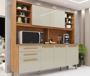 Armário de Cozinha 6 Portas 2 Gavetas Adelle Yescasa Cinamomo/Off-White na Casas Bahia
