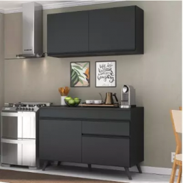 Armário de Cozinha Compacta 2 peças MP3687.895 Veneza Preto na Americanas