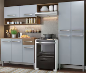 Armário de Cozinha Compacta Madesa Emilly Pop com Balcão – Rustic/Cinza na Casas Bahia