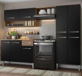 Armário de Cozinha Compacta Madesa Emilly Pop com Balcão – Rustic/Preto na Magazine Luiza