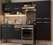 Armário de Cozinha Compacta Rustic/Preto Emilly Pop Madesa XA na Magazine Luiza
