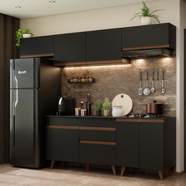 Armário de Cozinha Completa 260cm Preto Reims na Loja Madesa